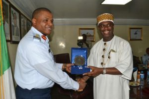   Caption: The Director General of the Nigerian Maritime Administration and Safety Agency (NIMASA) Dr. Dakuku Peterside and  Chief of Air Staff (CAS), Air Marshal Sadique Abubakar met on Thursday, April 28, 2016,  at Air Force Headquarters in Abuja.