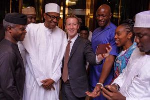 Zuckerberg in a pose with Mr. President